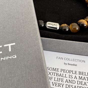 Men's West Ham United Football Fan Tiger's Eye Bracelet, 2 of 6