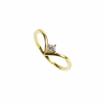 V Ring Single Cz, Rose Or Gold Vermeil 925 Silver, 6 of 10
