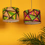 Orange And Blue Geometric Triangles African Lampshade, thumbnail 8 of 8