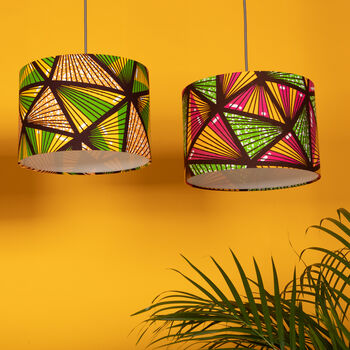 Orange And Blue Geometric Triangles African Lampshade, 8 of 8
