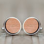 Personalised Hidden Message Cufflinks With Wood And Silver Plating, thumbnail 1 of 5