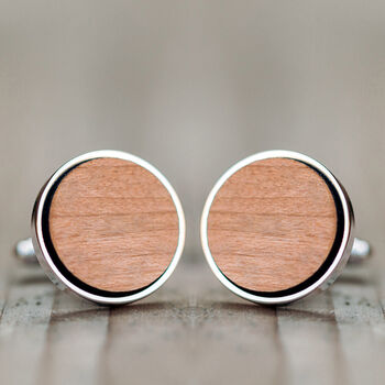 Personalised Hidden Message Cufflinks With Wood And Silver Plating, 2 of 5