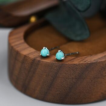 Very Tiny Genuine Turquoise Stud Earrings, 6 of 12