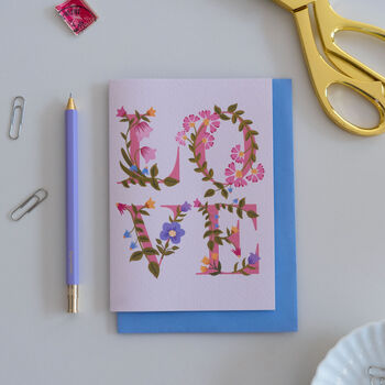 Wedding Love Card Painted Flowers, 4 of 4