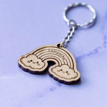 Personalised Rainbow Keyring For Girls Party Filler Bags, 3 of 4