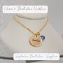 Gold Plated Engraved Name And Birthstone Necklace, thumbnail 3 of 6