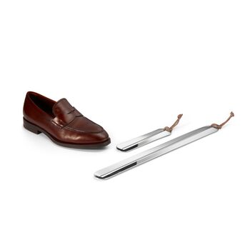 Shoe Horn Mirror Polished Steel And Real Leather Handle, 2 of 5