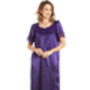 British Made Purple Short Sleeved Satin Nightdress With Lace Detail Ladies Size 8 To 28 UK, thumbnail 1 of 5