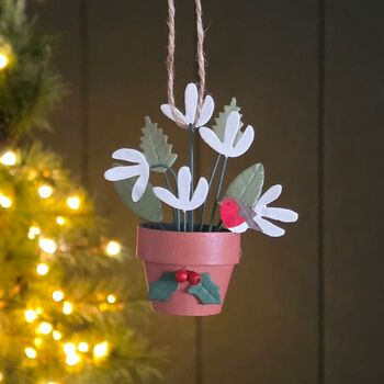 Plant Pot With Robin Hanging Christmas Decoration, 2 of 2