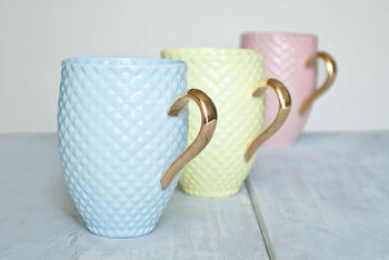 Pastel Pink Coffee Mug With Gold Handle, 9 of 12