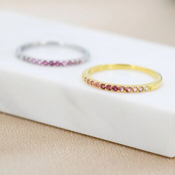Ruby Red Ombre Half Eternity Ring In Sterling Silver, 6 of 11