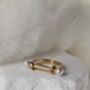 Pearl Detail Vertical Bar Rectangular Ring In 18 K Gold, thumbnail 3 of 9