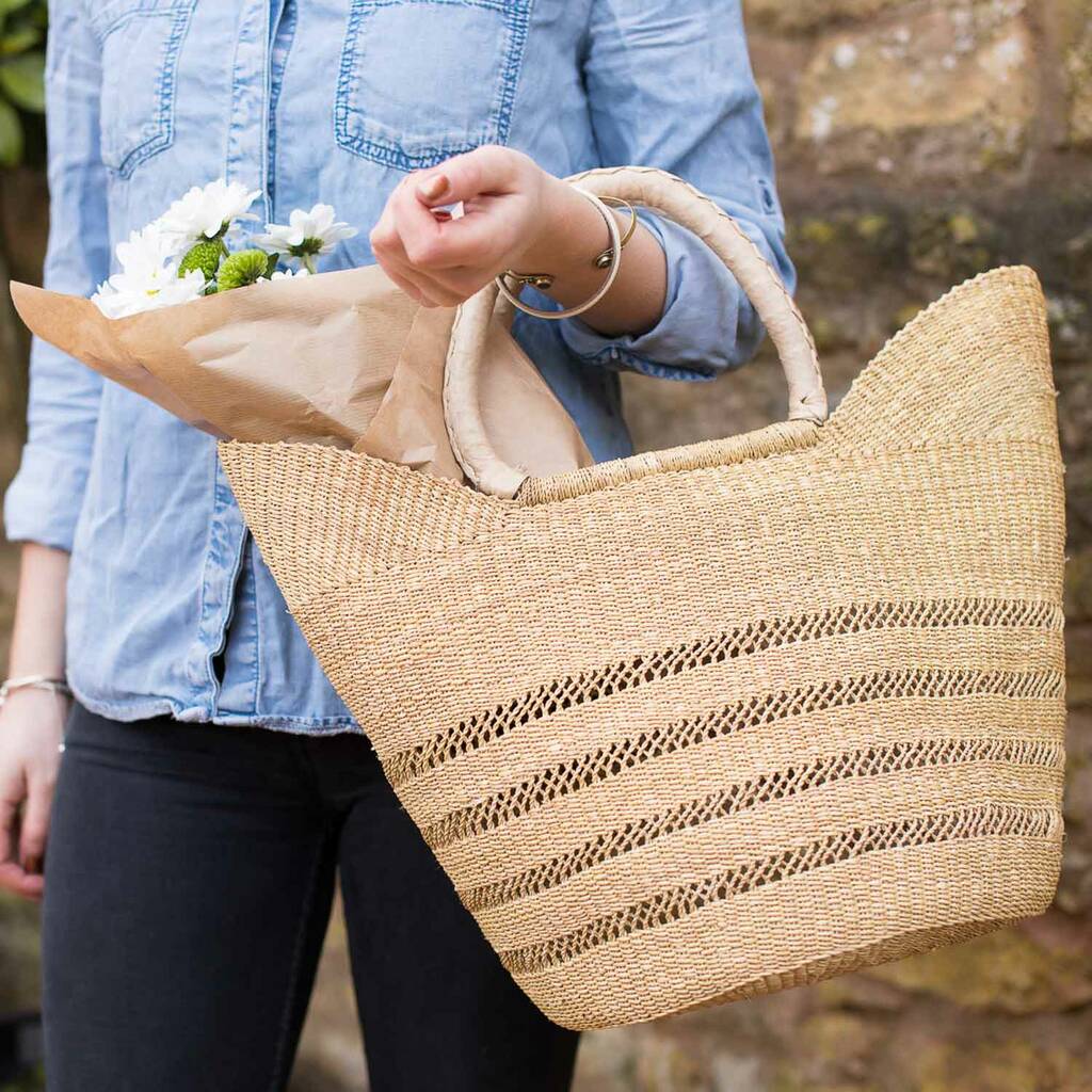 Open Weave Natural Shopping Basket, 1 of 6