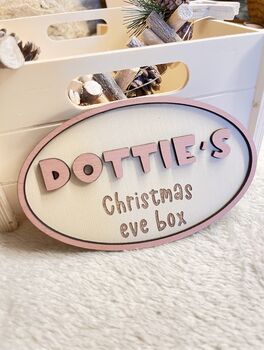 Christmas Eve Box Name Sign Personalised Kid Crate Sign, 2 of 10