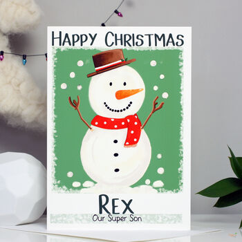 Personalised Snowman Christmas Card, 7 of 12