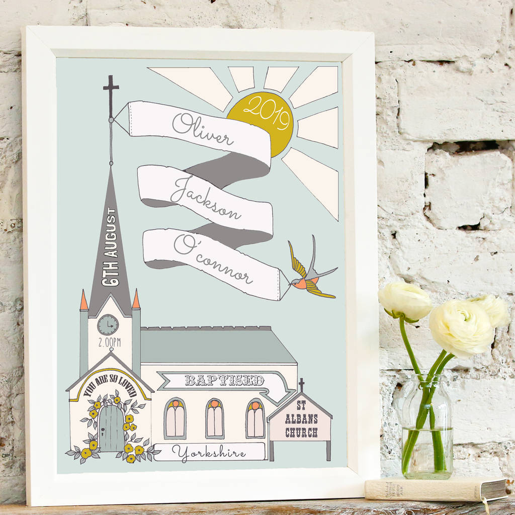 Personalised Church Christening Print Or Baptism Gift, 1 of 6