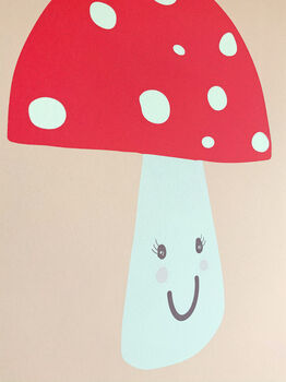 Red Toadstool Bright Colours Kids Art Print, 4 of 5