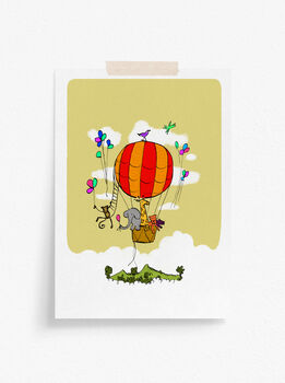 Personalised Hot Air Balloon And Animals Print, 2 of 3