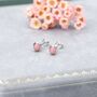 Sterling Silver Genuine Pink Opal Tiny Stud Earrings, thumbnail 6 of 12