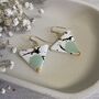 Mint Green Triangle Ceramic Dangle Earrings Gold Plated, thumbnail 4 of 8