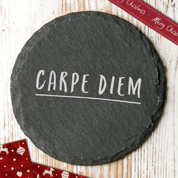 Carpe Diem Inspirational Slate Coaster, 3 of 5