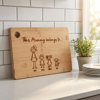 Personalised Our Family Engraved Wooden Chopping Board, 5 of 6