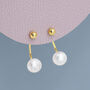 Sterling Silver Ball And Natural Freshwater Pearl Ear Jacket, thumbnail 7 of 12