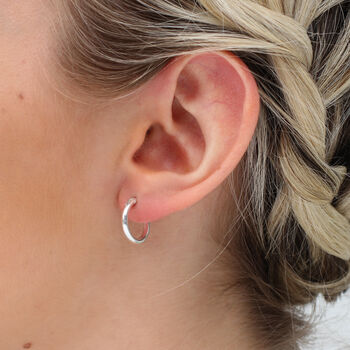 Sterling Silver Top Hinged Sleeper Style Hoop Earrings, 6 of 12