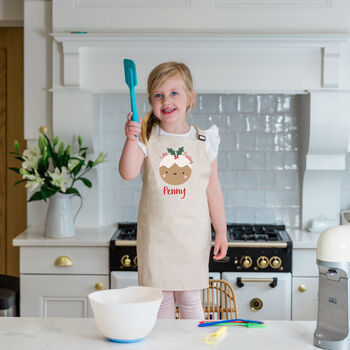 Personalised Kids Christmas Pudding Baking Apron, 5 of 5