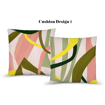 Pink, Green And Yellow Abstract Set Of Cushions, 4 of 8