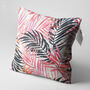 Pink And Black Tropical Leaves Cushion Cover, thumbnail 3 of 7