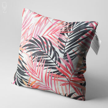 Pink And Black Tropical Leaves Cushion Cover, 3 of 7