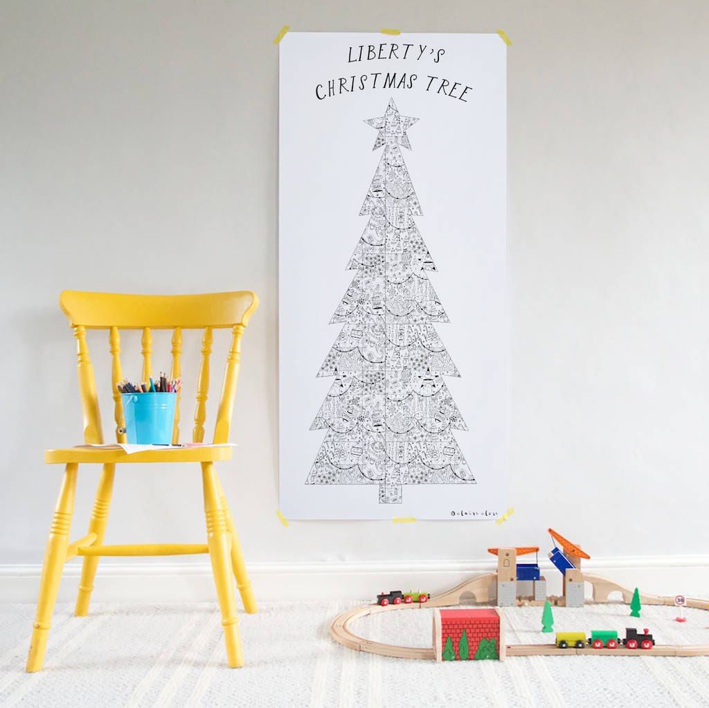 Colour In Patchwork Christmas Tree Poster By So Close