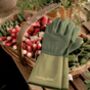 Personalised Green Leather Gauntlet Garden Gloves, thumbnail 2 of 2