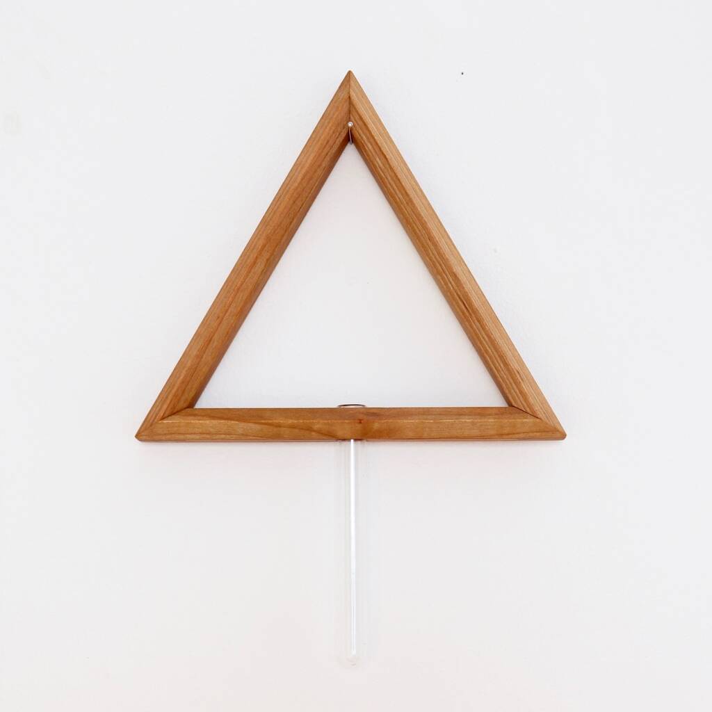 Japanese Triangular Wooden Wall Frame By Two Persimmons