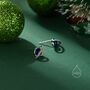 Sterling Silver Genuine Lapis Lazuli And Cz Halo Planet Stud Earrings, thumbnail 1 of 10