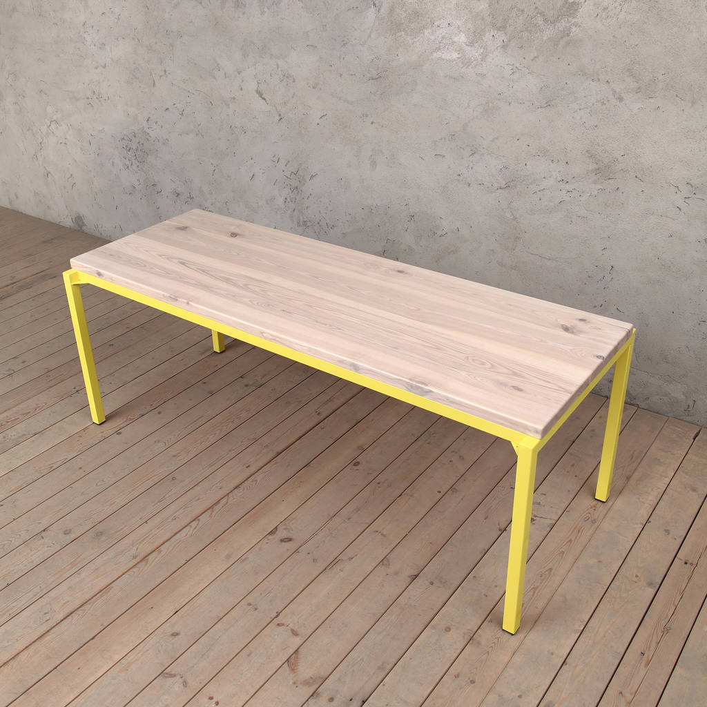 Itchen Ash Dining Table Neon Yellow Legs, 1 of 5