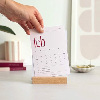 Minimal 2026 Monthly Desk Calendar With Wooden Holder, 6 of 10