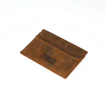 Slim Leather Card Holder Wallet; Brown Tan/Black, 9 of 12