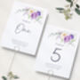 Wedding Table Names Purple White Florals, thumbnail 1 of 4