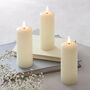 Trio Of Realistic Flame LED Pillar Candles, thumbnail 1 of 3