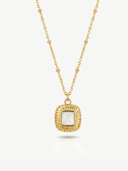 Gold Square Pearl Necklace With Bobble Chain, 3 of 7