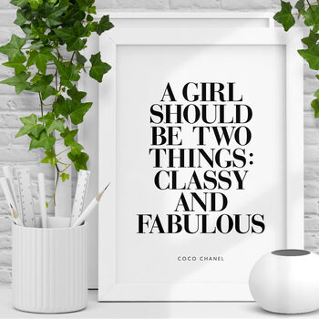 Coco Chanel 'Classy And Fabulous' Typography Print, 2 of 6