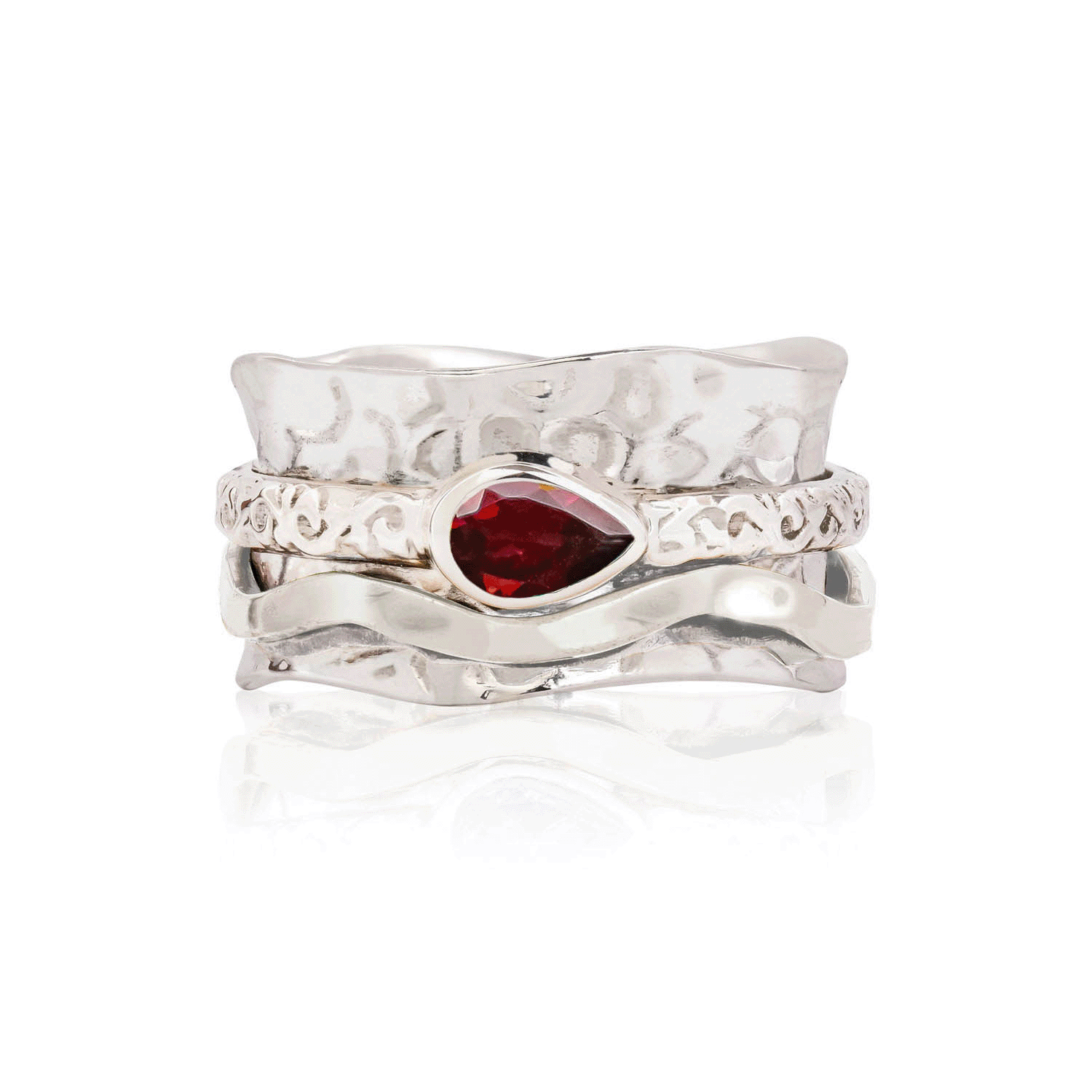 Personalised Birthstone Aura Magic Sterling Silver Spinning Ring, thumbnail 5 of 10