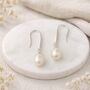 Sterling Silver White Freshwater Pearl Drop Earrings – 8mm, thumbnail 3 of 5