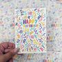 Colourful 'Happy Birthday!' Pattern Card, thumbnail 2 of 5