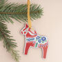 Dala Horse Wooden Lasercut Christmas Decoration, thumbnail 2 of 11