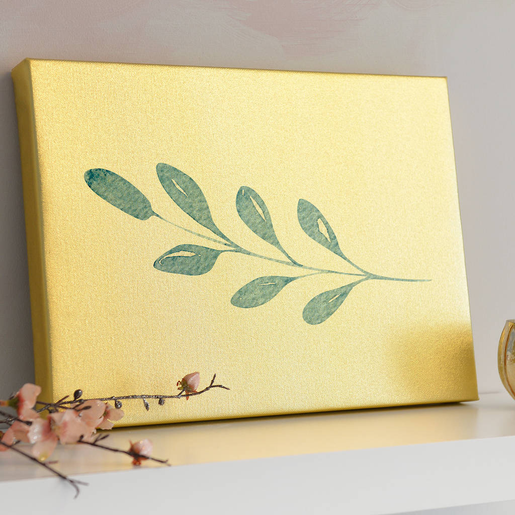 gold metallic leaf canvas by cherry pete