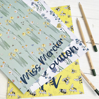 Personalised Floral Teacher Notebook And Sprout Pencil, 4 of 4