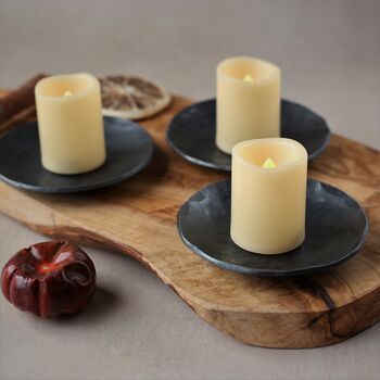 Set Of Iron Hammered Candle Dishes, 5 of 6